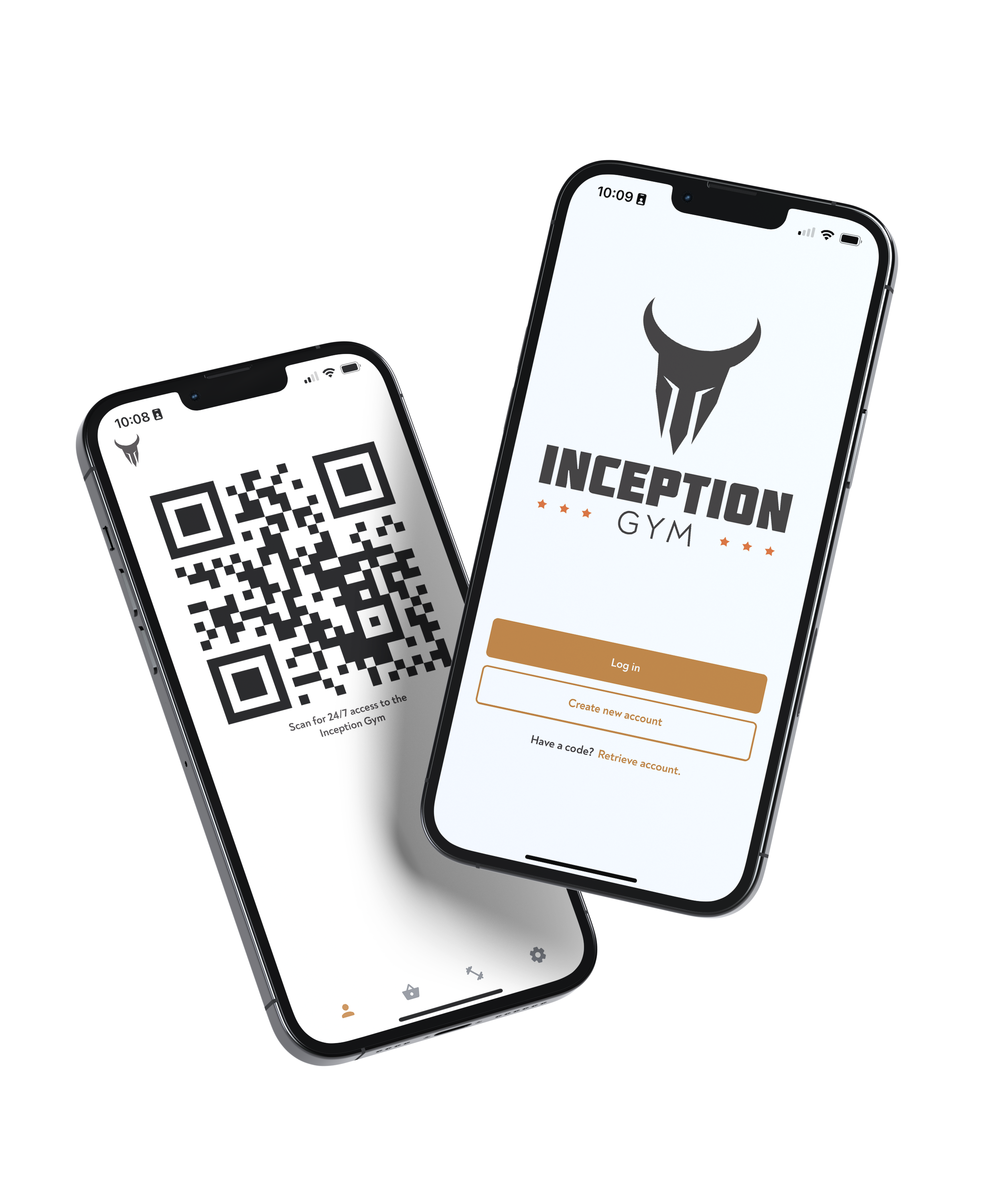 Screenshots of the Inception Gym Pass app